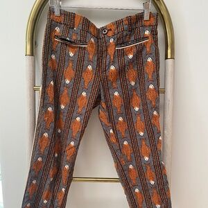 Cartonnier Anthropologie Orange Black White Fish Capri Crop Pants Size 4